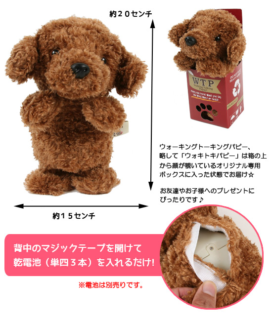 パピーパッション ウォキトキパピー トイプードル ウォーキングトーキングパピー ぬいぐるみ 動くおもちゃ プードルチャンネル ペットグッズショップnc